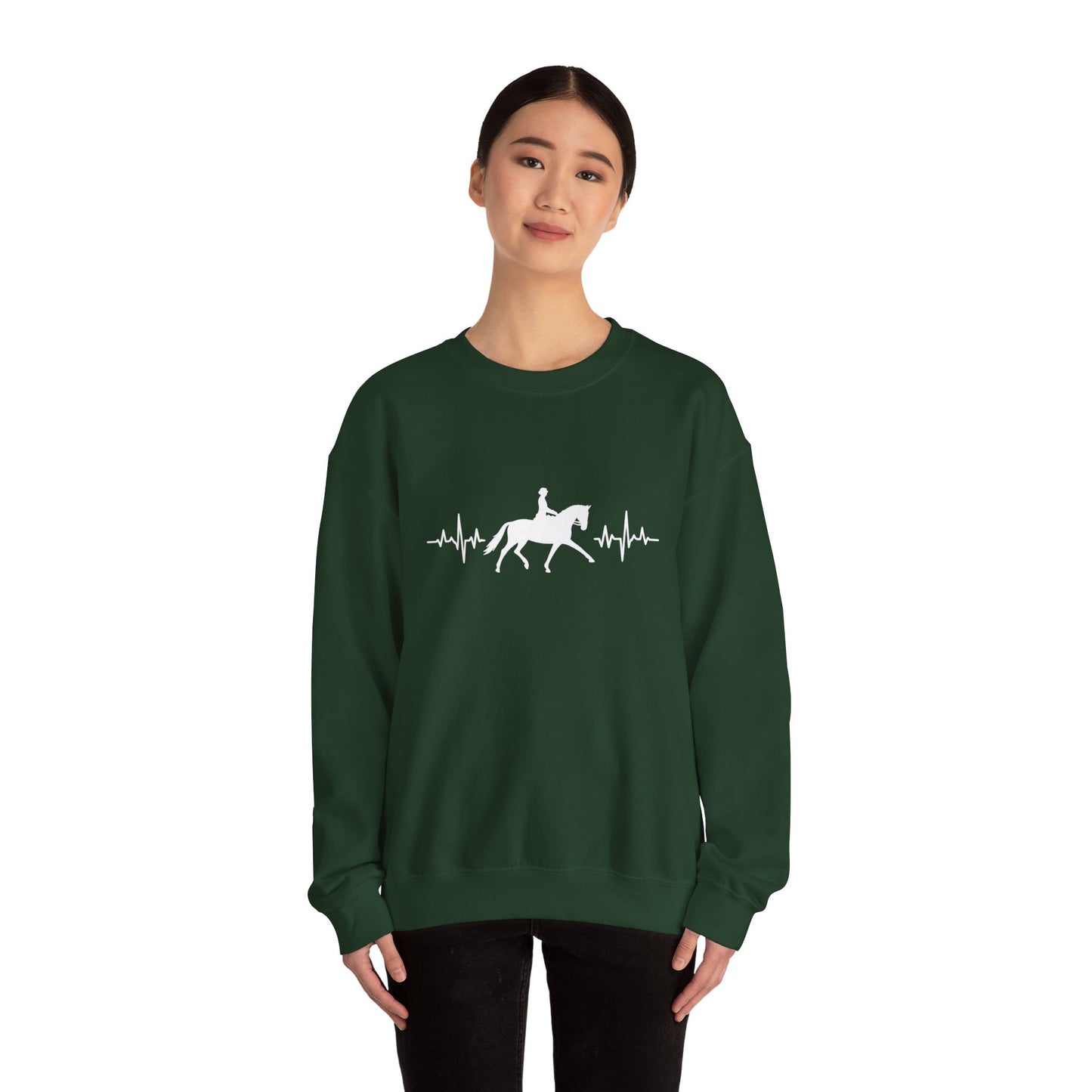 Equestrian Heartbeat Crewneck Sweatshirt | Gifts for Horse Lovers, Outdoor Wear, Equestrian Apparel, Equine Fashion, Cozy Sweatshirt