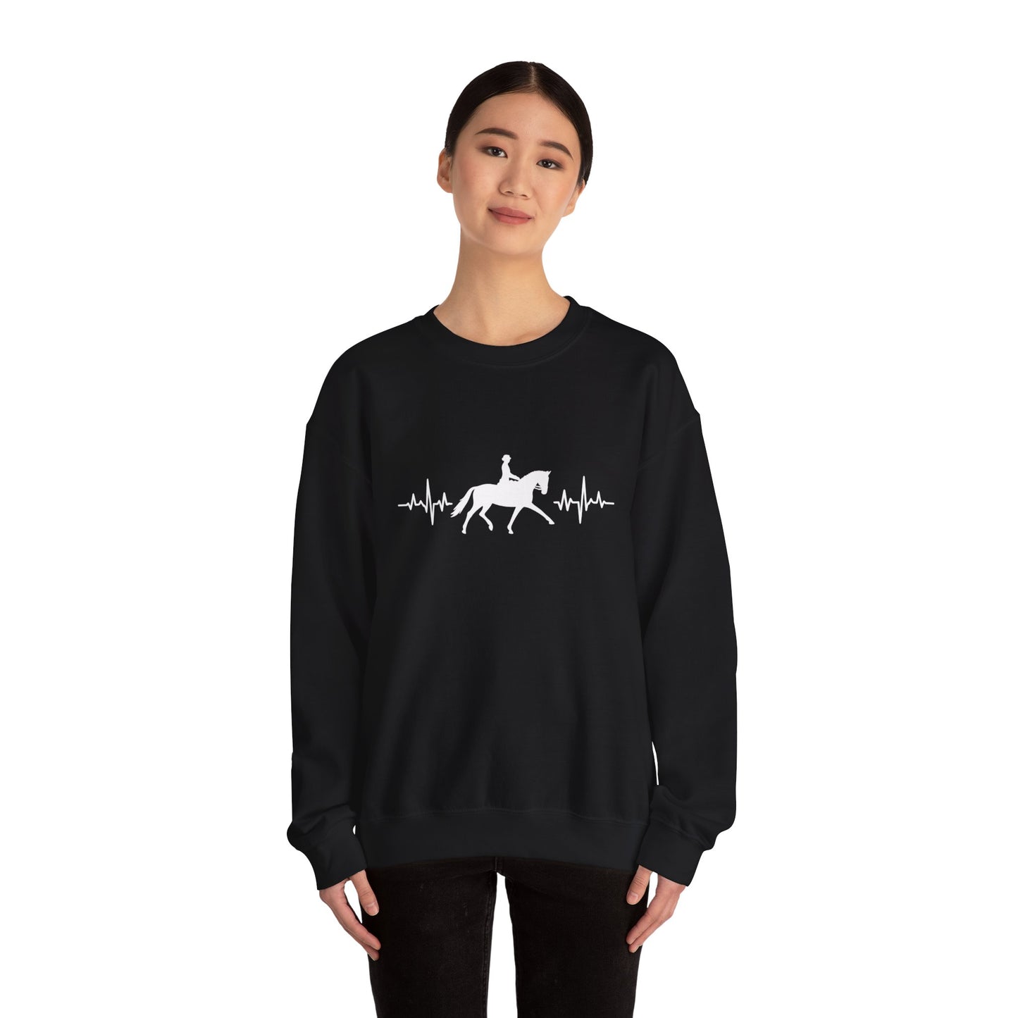 Equestrian Heartbeat Crewneck Sweatshirt | Gifts for Horse Lovers, Outdoor Wear, Equestrian Apparel, Equine Fashion, Cozy Sweatshirt
