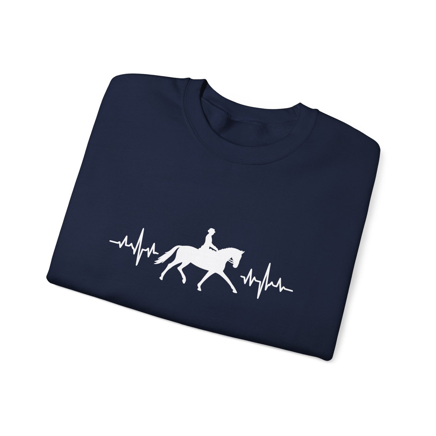 Equestrian Heartbeat Crewneck Sweatshirt | Gifts for Horse Lovers, Outdoor Wear, Equestrian Apparel, Equine Fashion, Cozy Sweatshirt