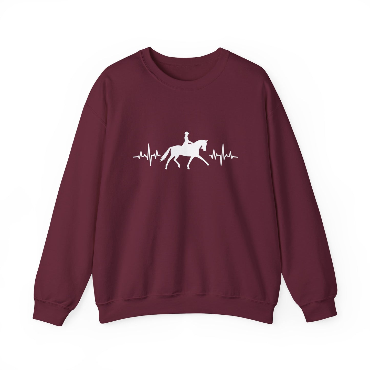 Equestrian Heartbeat Crewneck Sweatshirt | Gifts for Horse Lovers, Outdoor Wear, Equestrian Apparel, Equine Fashion, Cozy Sweatshirt