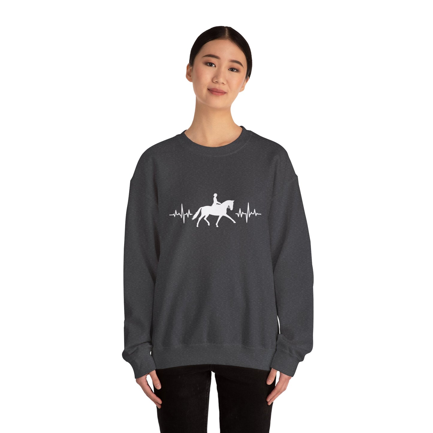 Equestrian Heartbeat Crewneck Sweatshirt | Gifts for Horse Lovers, Outdoor Wear, Equestrian Apparel, Equine Fashion, Cozy Sweatshirt