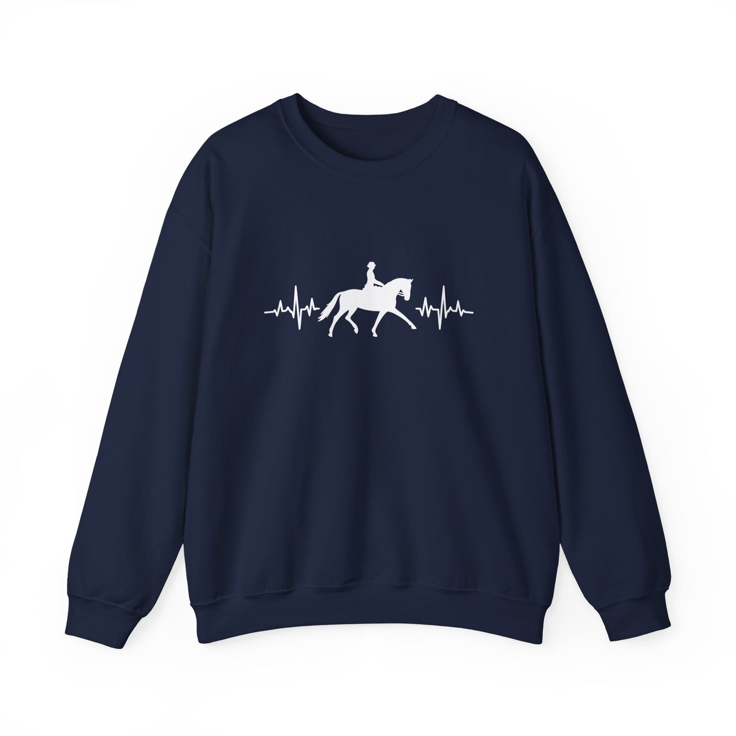 Equestrian Heartbeat Crewneck Sweatshirt | Gifts for Horse Lovers, Outdoor Wear, Equestrian Apparel, Equine Fashion, Cozy Sweatshirt