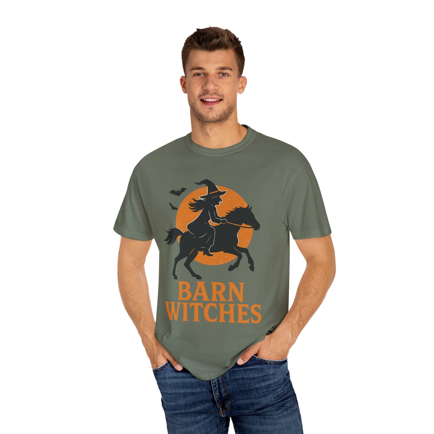 Barn Witches T-Shirt – Halloween Horse Rider Tee – Spooky Equestrian Fall Shirt for Horse Lovers & Barn Witches
