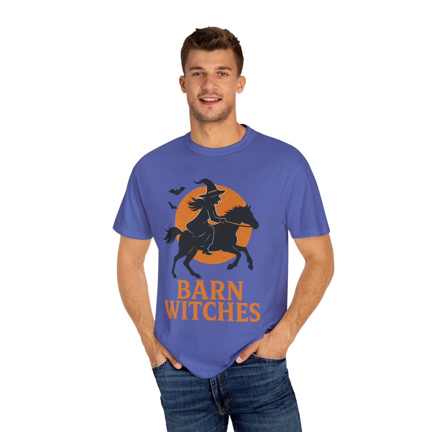 Barn Witches T-Shirt – Halloween Horse Rider Tee – Spooky Equestrian Fall Shirt for Horse Lovers & Barn Witches