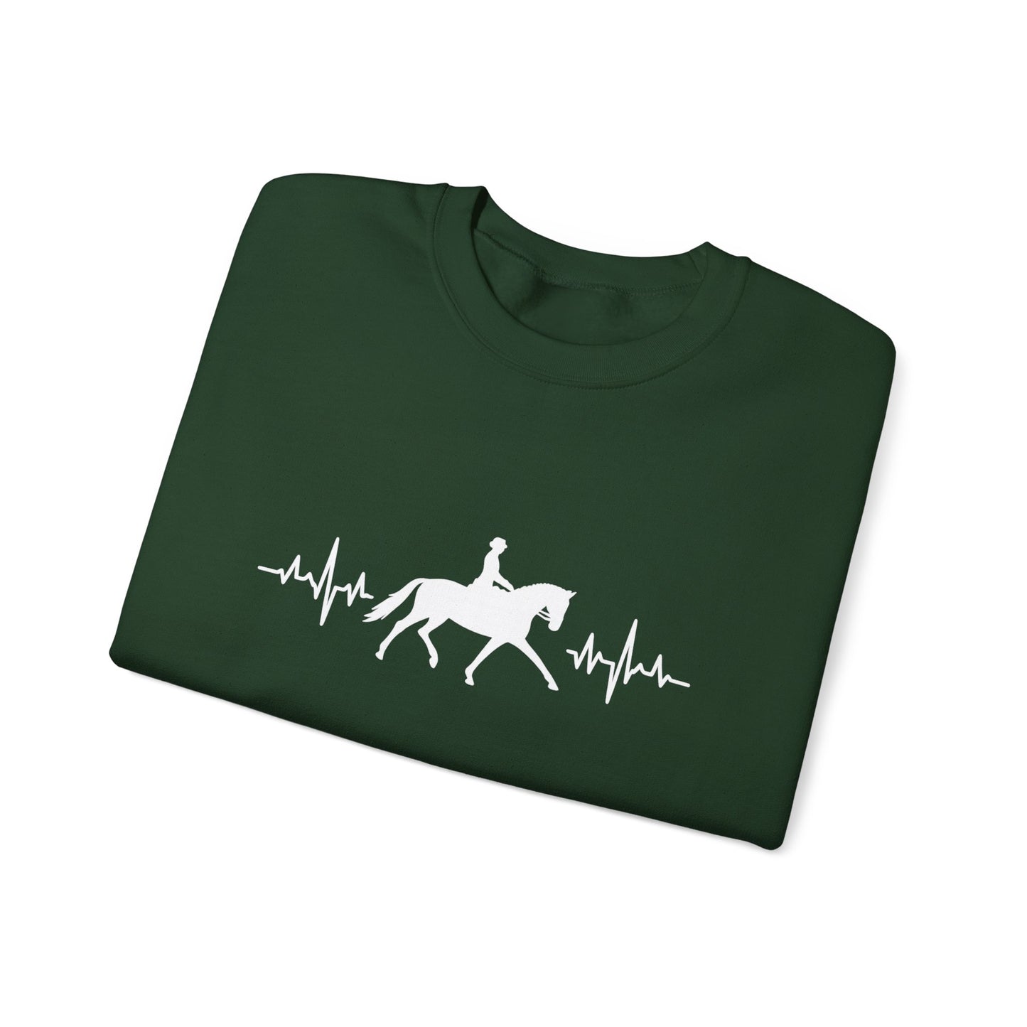 Equestrian Heartbeat Crewneck Sweatshirt | Gifts for Horse Lovers, Outdoor Wear, Equestrian Apparel, Equine Fashion, Cozy Sweatshirt
