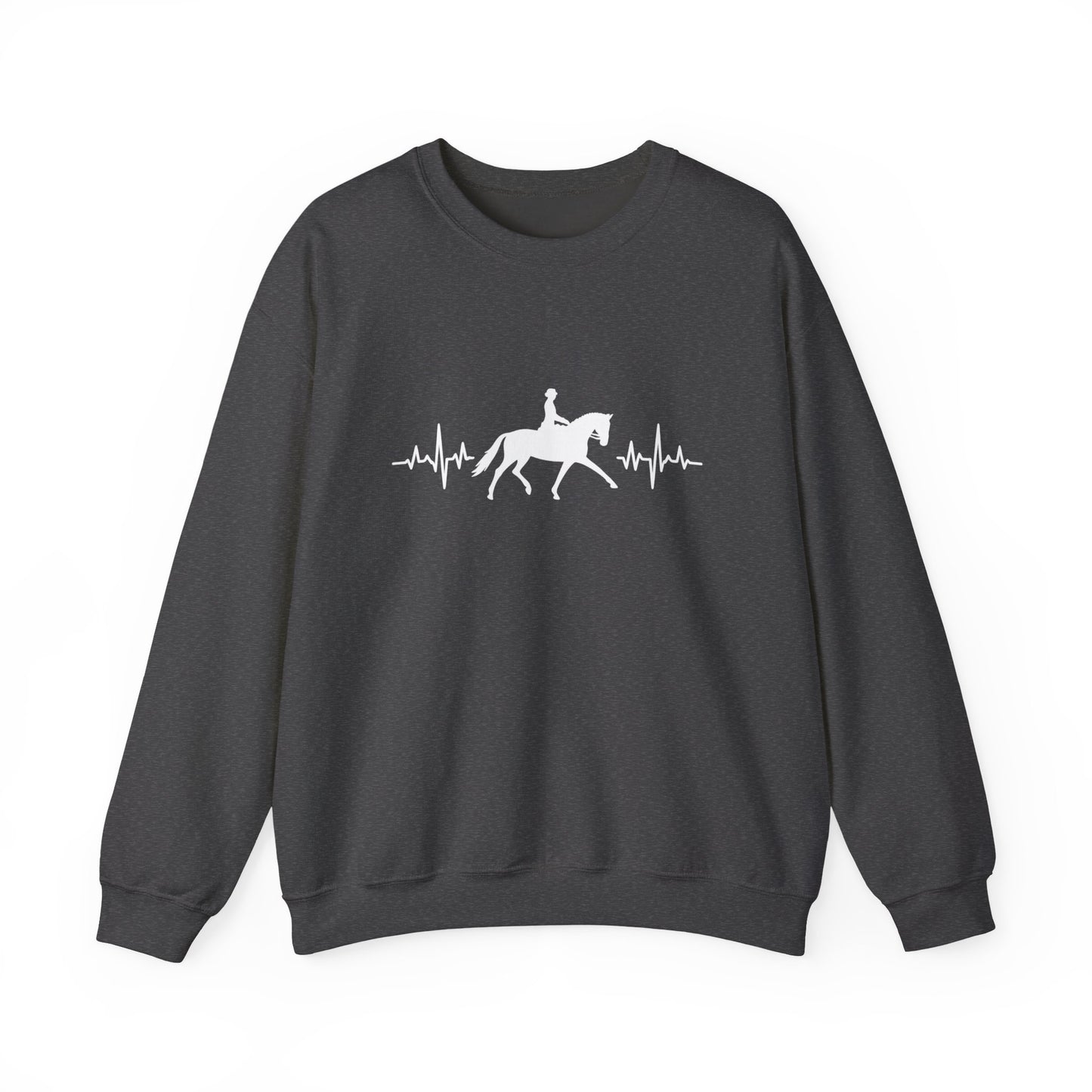 Equestrian Heartbeat Crewneck Sweatshirt | Gifts for Horse Lovers, Outdoor Wear, Equestrian Apparel, Equine Fashion, Cozy Sweatshirt