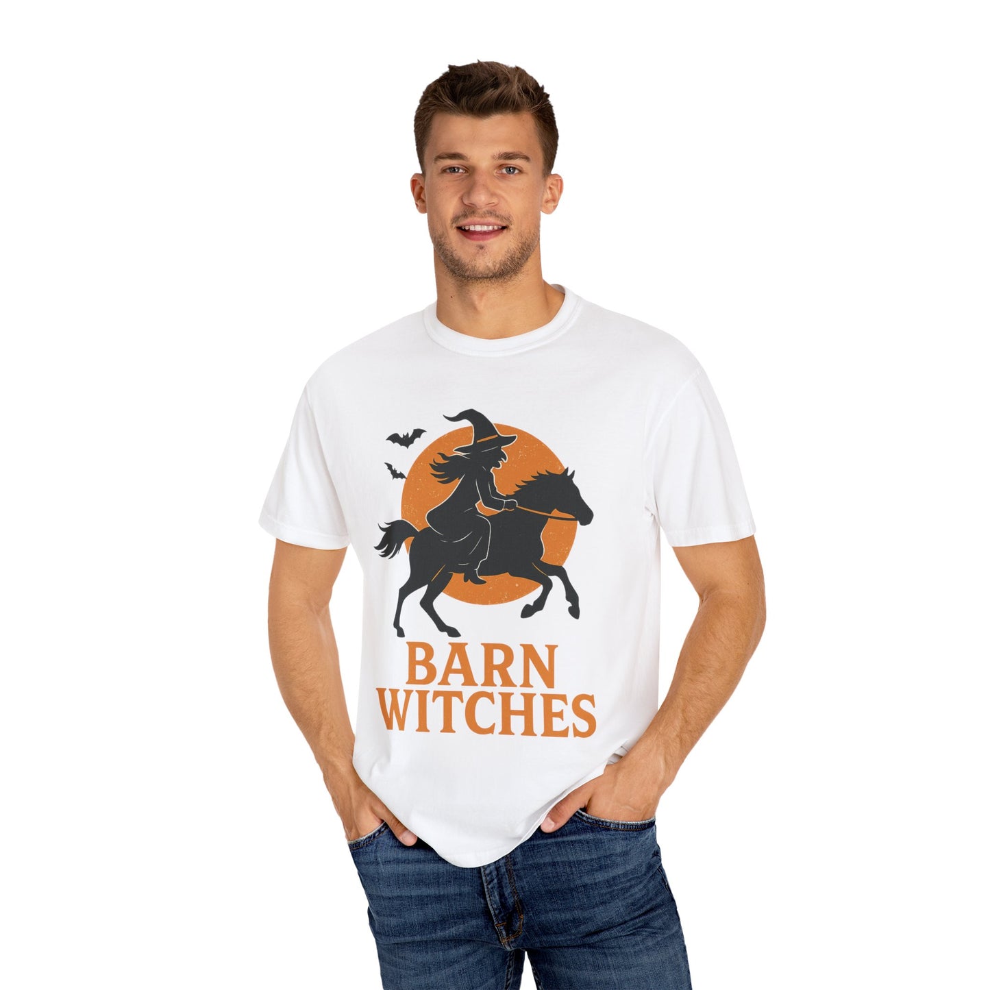 Barn Witches T-Shirt – Halloween Horse Rider Tee – Spooky Equestrian Fall Shirt for Horse Lovers & Barn Witches