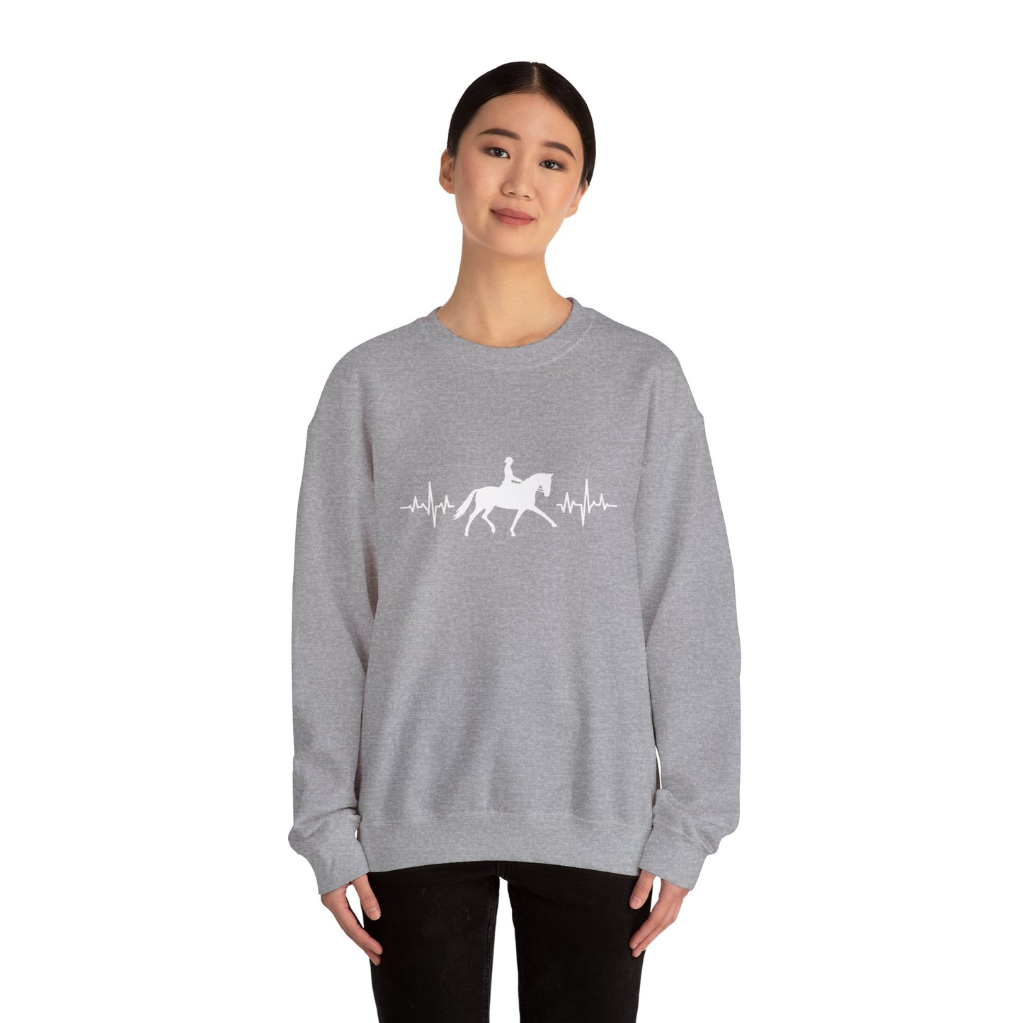 Equestrian Heartbeat Crewneck Sweatshirt | Gifts for Horse Lovers, Outdoor Wear, Equestrian Apparel, Equine Fashion, Cozy Sweatshirt