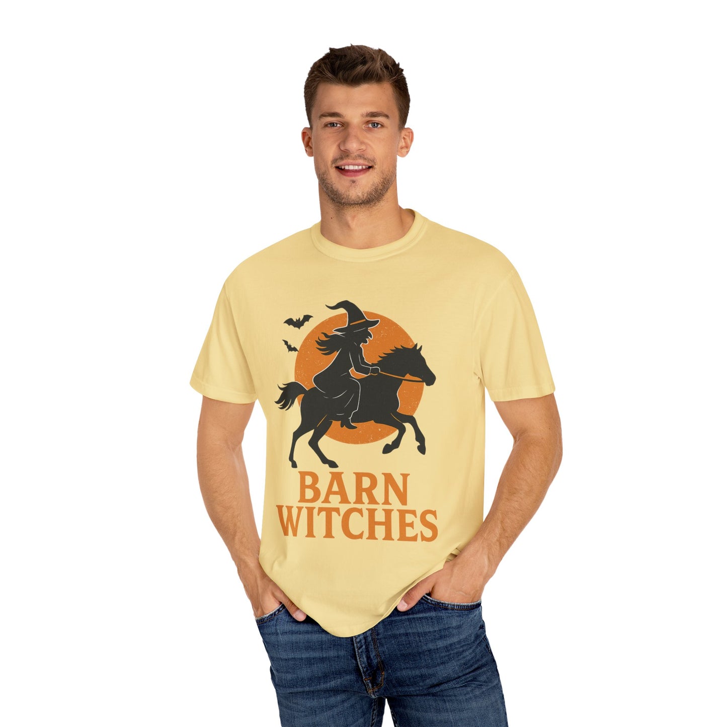 Barn Witches T-Shirt – Halloween Horse Rider Tee – Spooky Equestrian Fall Shirt for Horse Lovers & Barn Witches