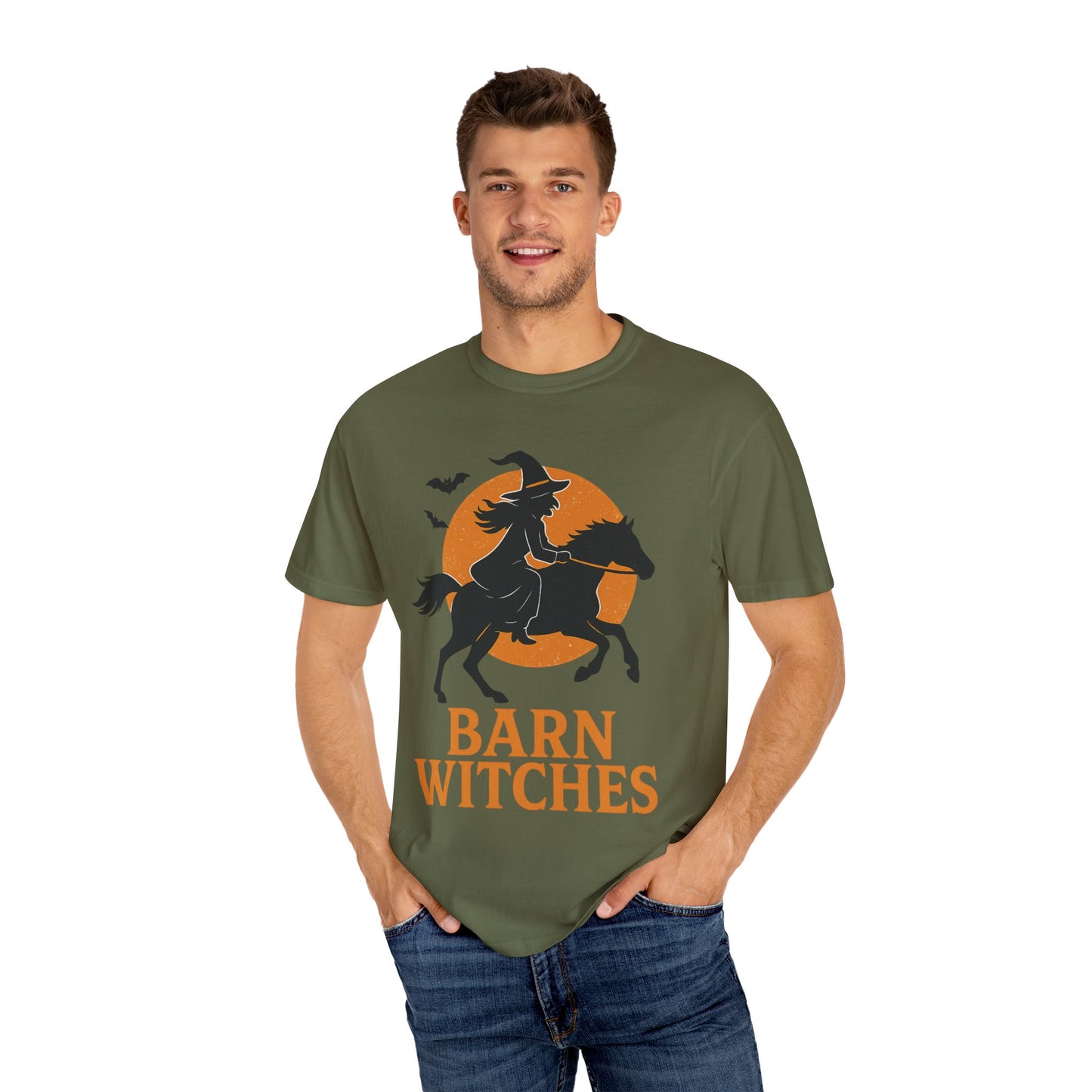 Barn Witches T-Shirt – Halloween Horse Rider Tee – Spooky Equestrian Fall Shirt for Horse Lovers & Barn Witches