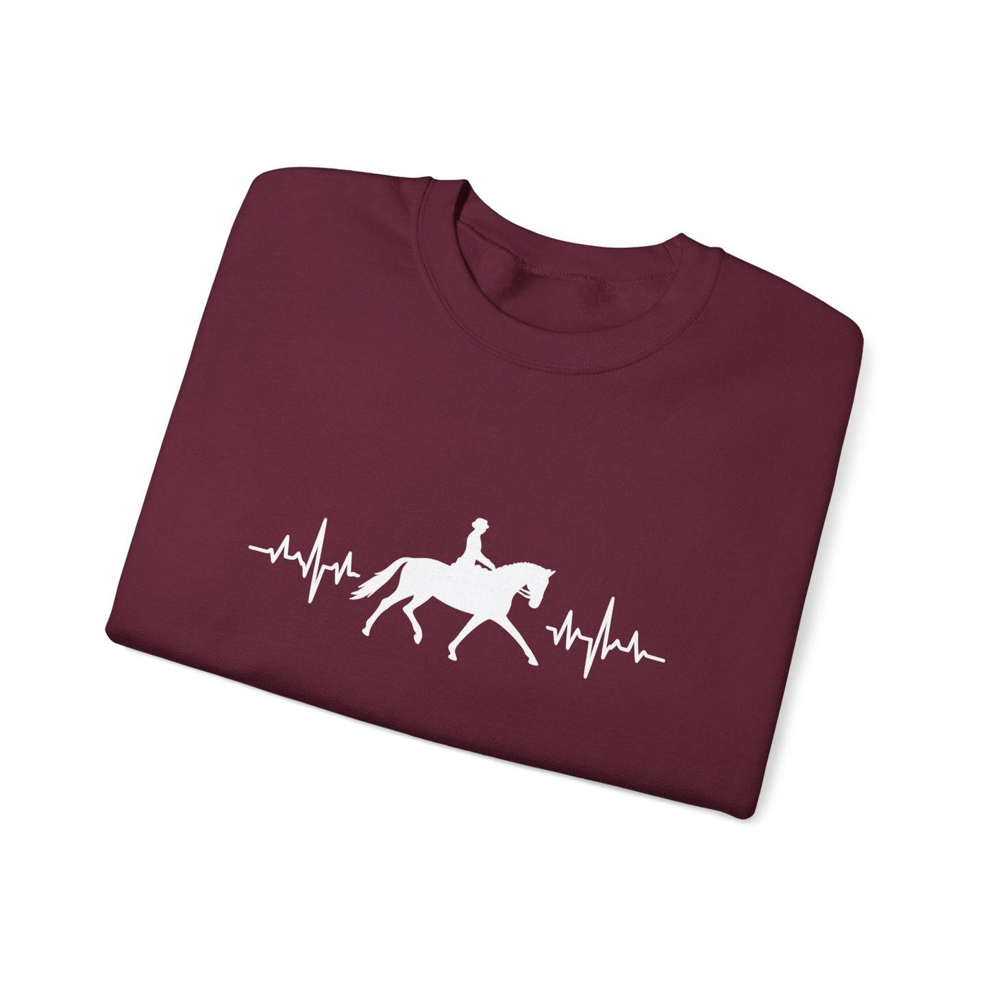 Equestrian Heartbeat Crewneck Sweatshirt | Gifts for Horse Lovers, Outdoor Wear, Equestrian Apparel, Equine Fashion, Cozy Sweatshirt