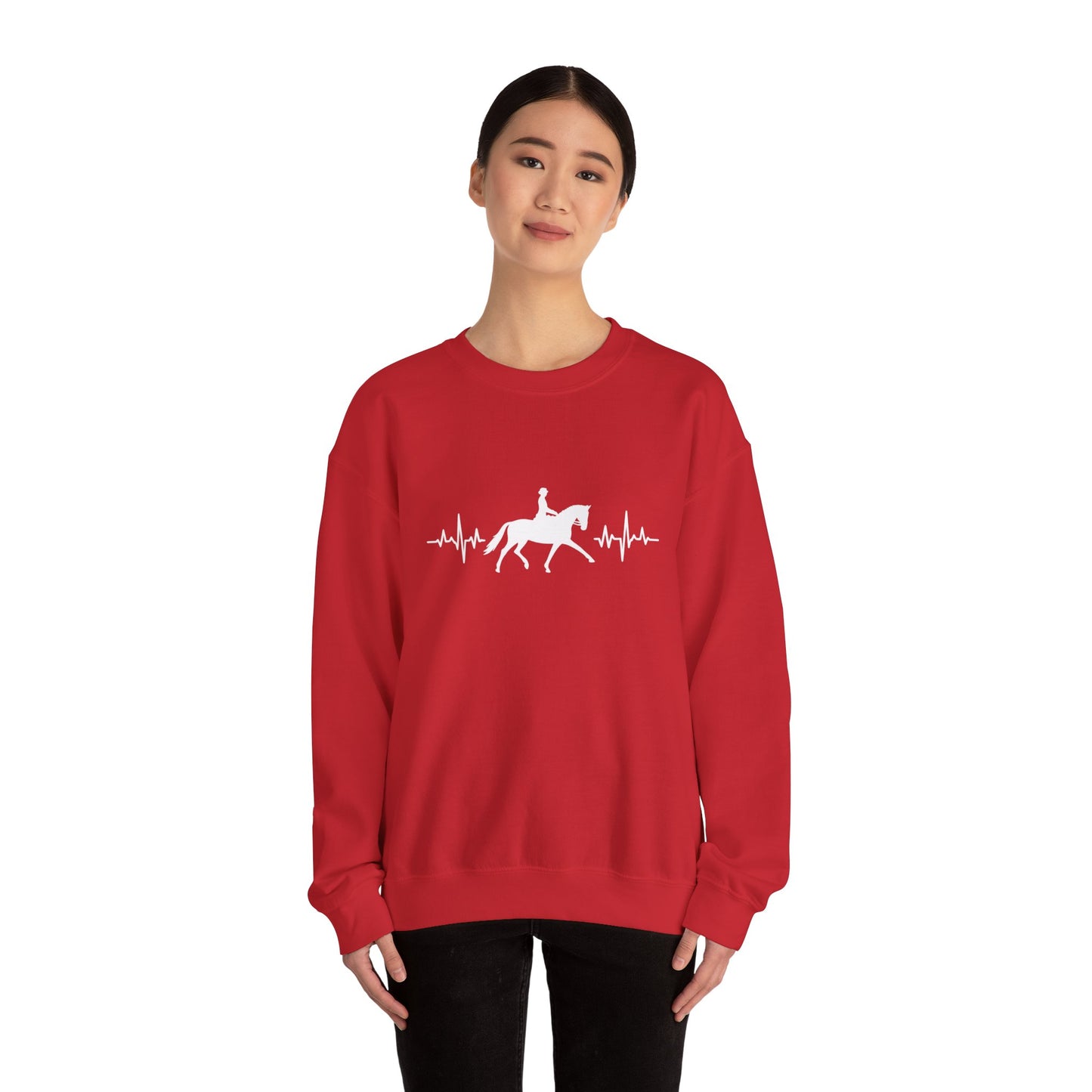 Equestrian Heartbeat Crewneck Sweatshirt | Gifts for Horse Lovers, Outdoor Wear, Equestrian Apparel, Equine Fashion, Cozy Sweatshirt