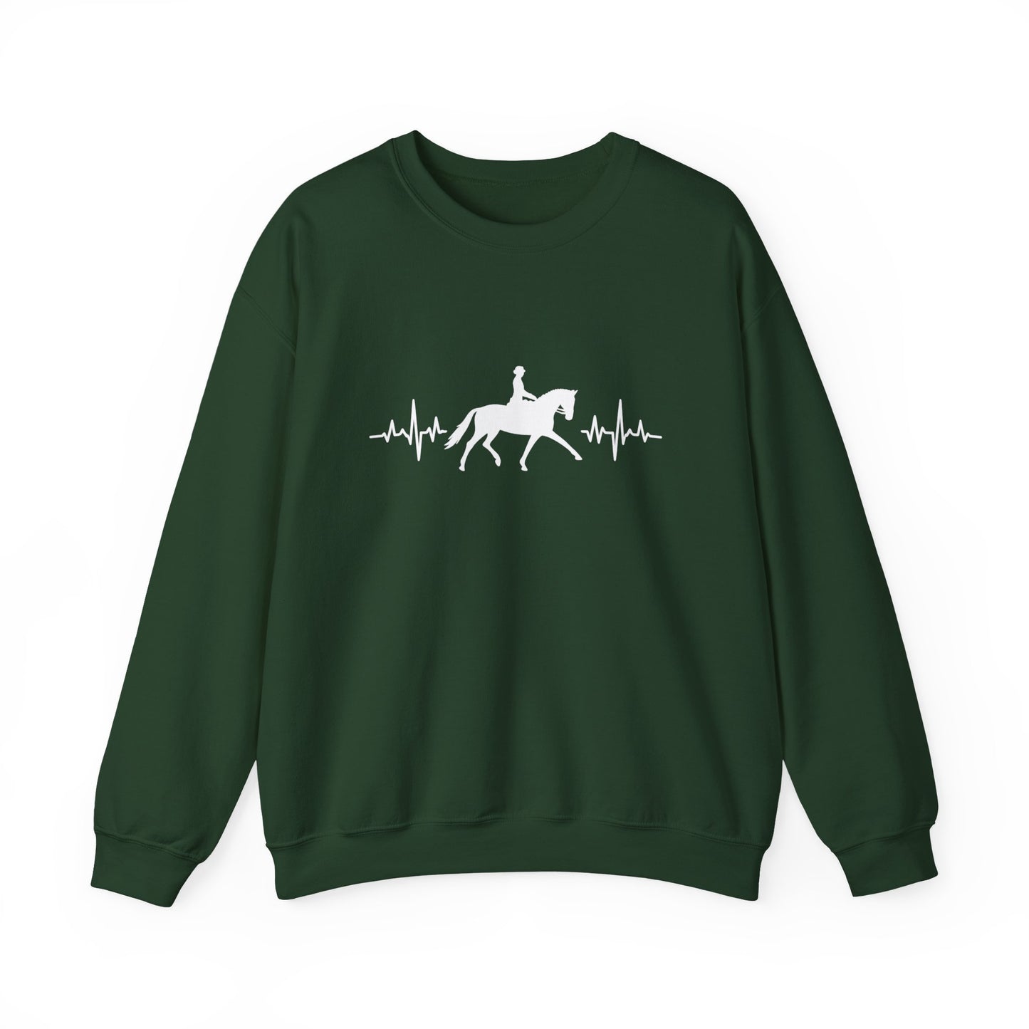Equestrian Heartbeat Crewneck Sweatshirt | Gifts for Horse Lovers, Outdoor Wear, Equestrian Apparel, Equine Fashion, Cozy Sweatshirt