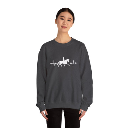 Equestrian Heartbeat Crewneck Sweatshirt | Gifts for Horse Lovers, Outdoor Wear, Equestrian Apparel, Equine Fashion, Cozy Sweatshirt