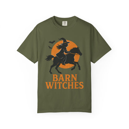 Barn Witches T-Shirt – Halloween Horse Rider Tee – Spooky Equestrian Fall Shirt for Horse Lovers & Barn Witches